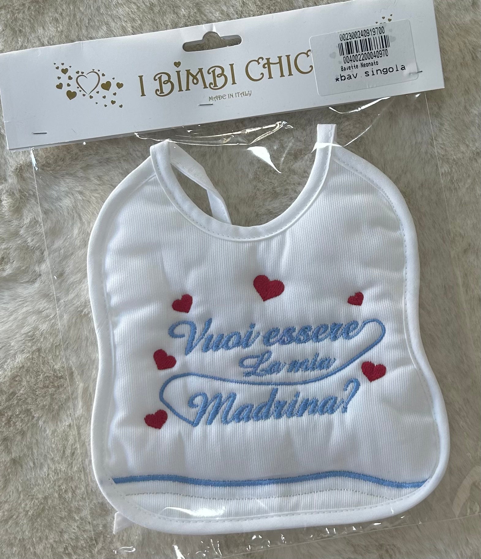 BAVETTA NEONATA ARTIGIANALE MADE IN ITALY