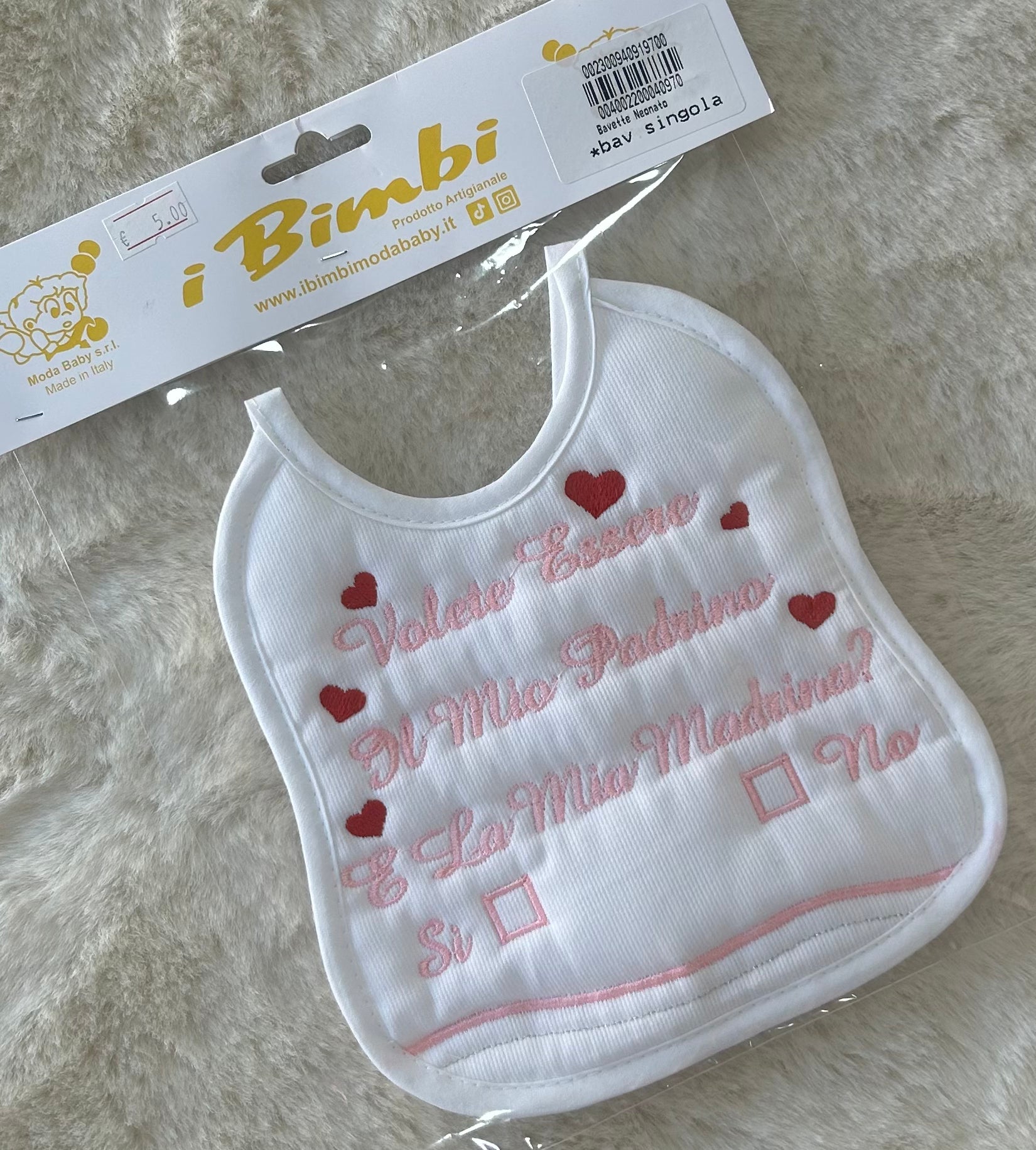 BAVETTA NEONATA ARTIGIANALE MADE IN ITALY