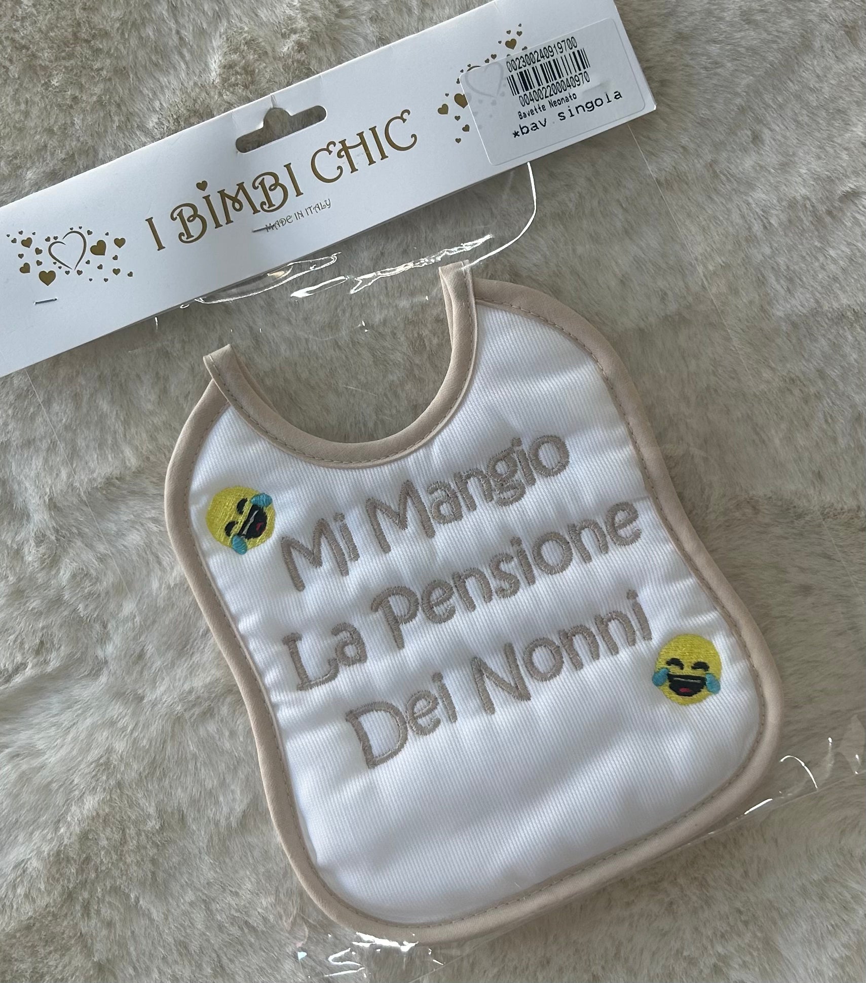 BAVETTA NEONATA ARTIGIANALE MADE IN ITALY