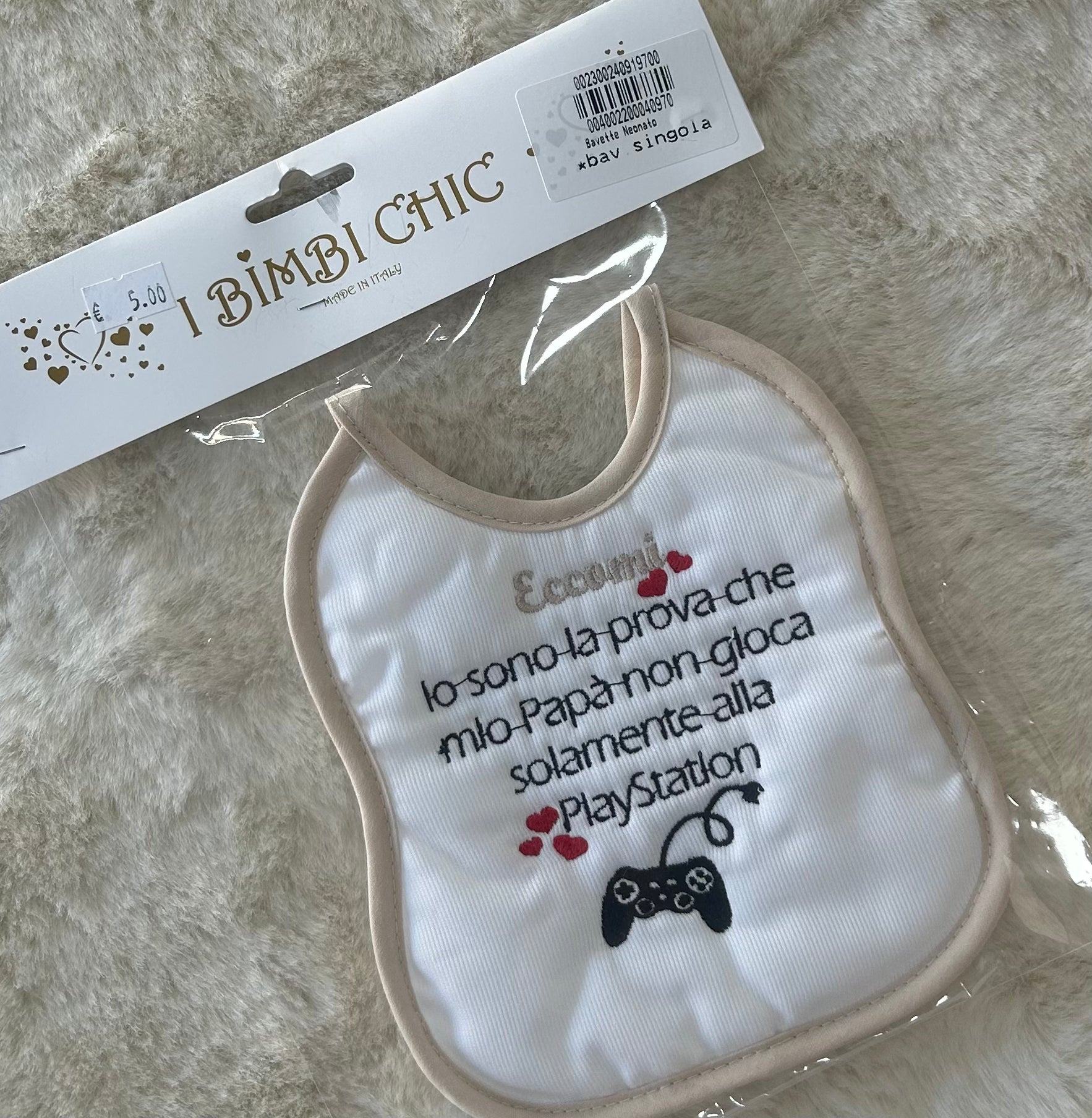 BAVETTA NEONATA ARTIGIANALE MADE IN ITALY