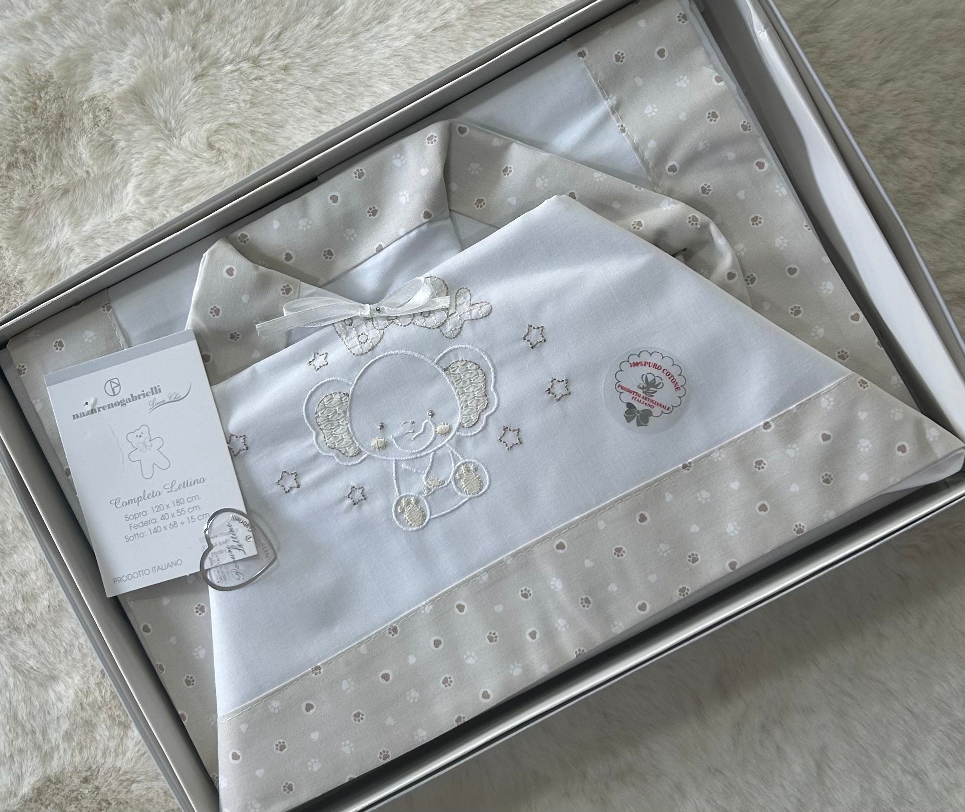 SET LENZUOLO LETTINO NEONATO 100% COTONE