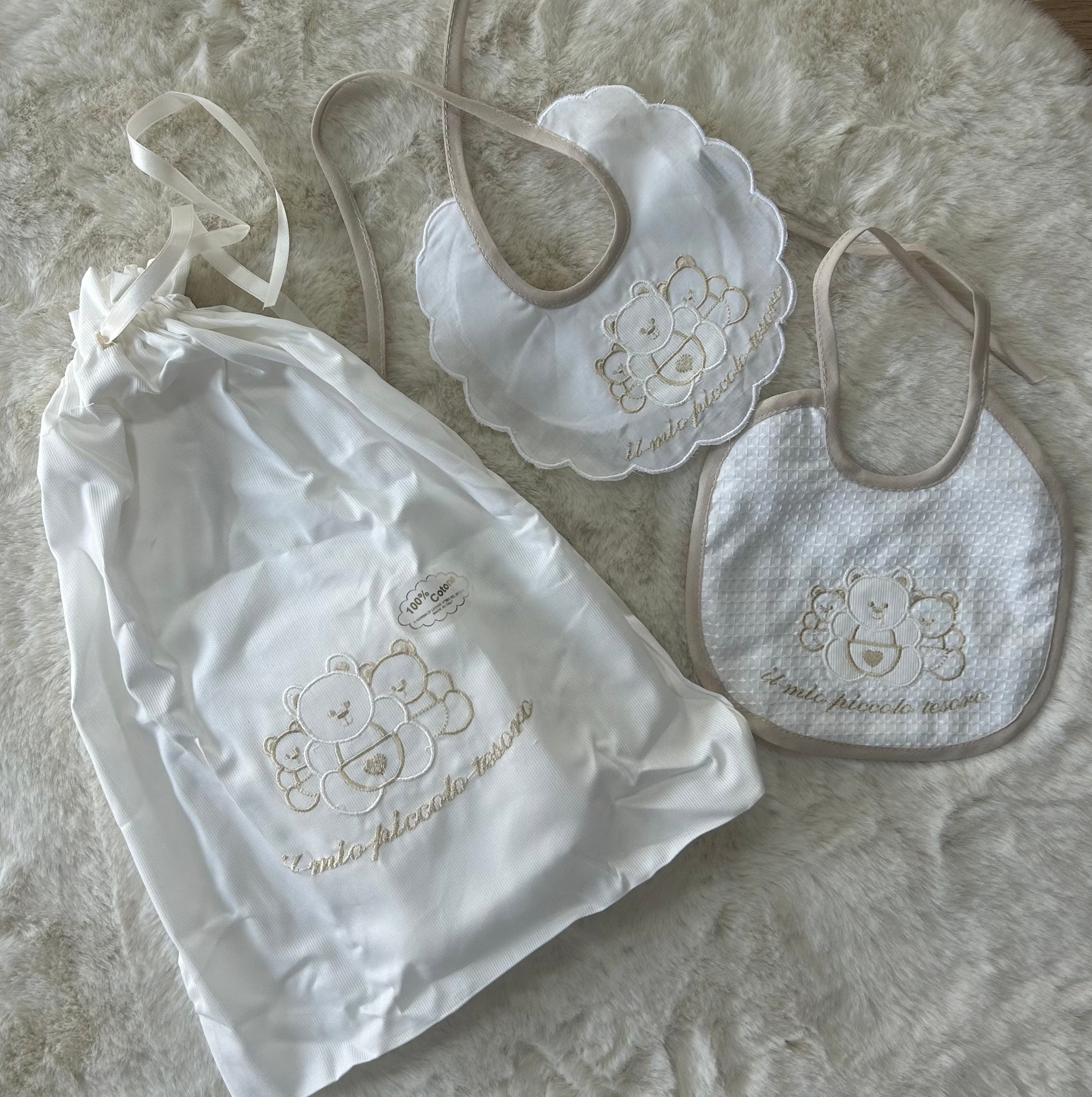 SET 3 ACCESSORI NEONATA MADE IN ITALY